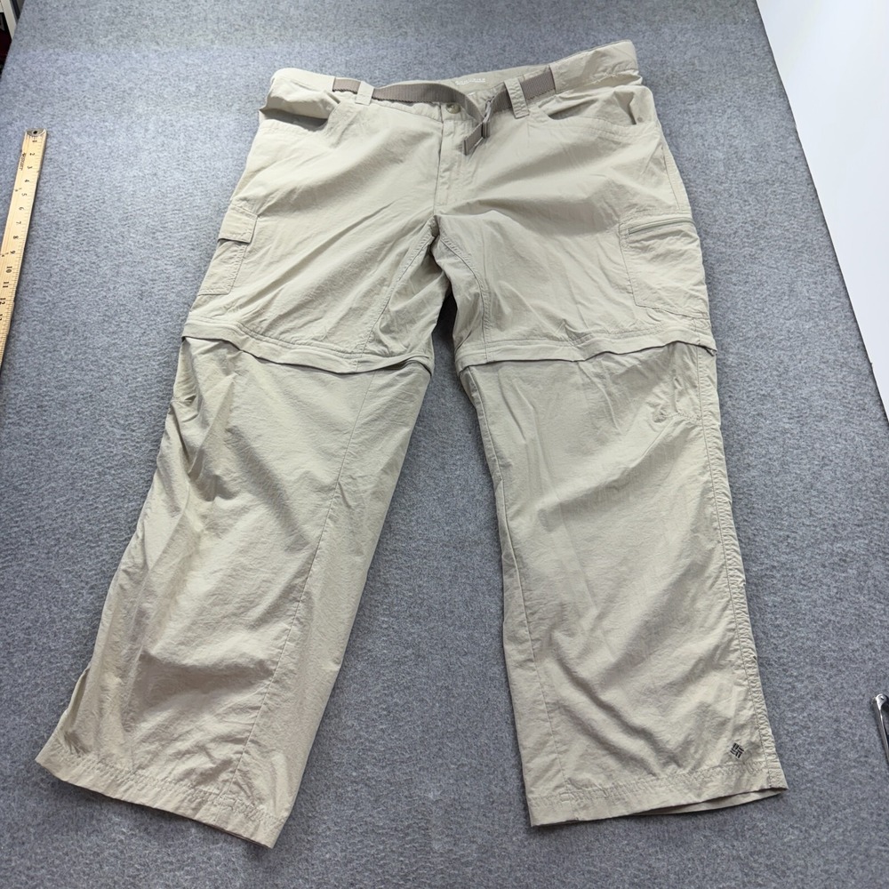 Columbia Silver Ridge Convertible Pants Men 40x29 Belted Hiking Cargo Beige Work